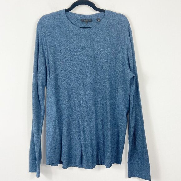 Vince Sz XL Men's Slim Fit Waffle Knit Long Sleeve T-shirt In H Spruce Blue - Picture 2 of 12